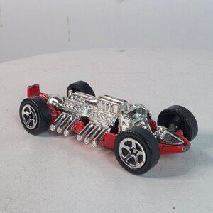 Hot Wheels Red & Chrome Die-Cast Racing Car Toy 3" Length Collectible Model